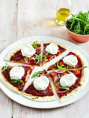 Pizza na cienkim cieście z serkiem Philadelphia