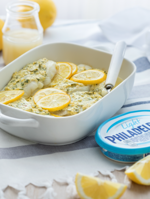 Halibut w sosie cytrynowym z serkiem Philadelphia Light