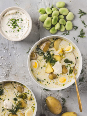 Zupa z młodymi ziemniakami i bobem
