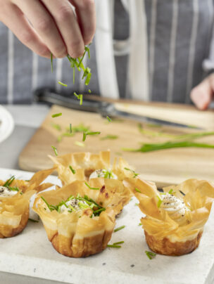 Szpinakowe koszyczki z ciasta filo